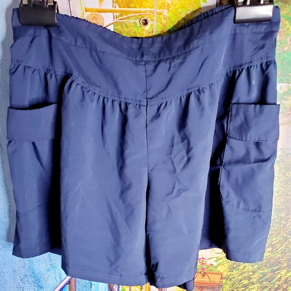 Navy Blue Plus Size Cargo Shorts - Elastic Waist